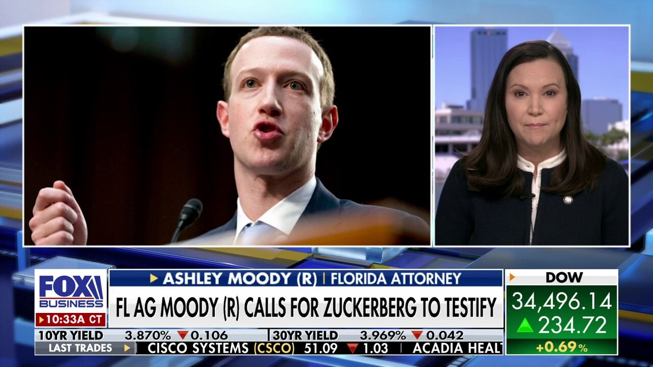 Florida Attorney General Ashley Moody joins 'Varney & Co.' to discuss her calls for Meta CEO Mark Zuckerberg to testify on the human trafficking cases and Disney investing big in California while curtailing Florida spending.